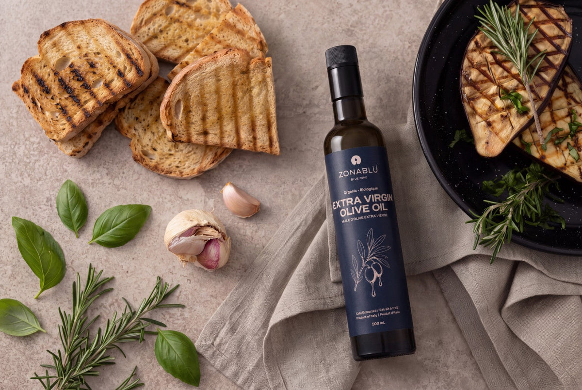 ZONABLÜ extra virgin olive oil with Mediterranean food